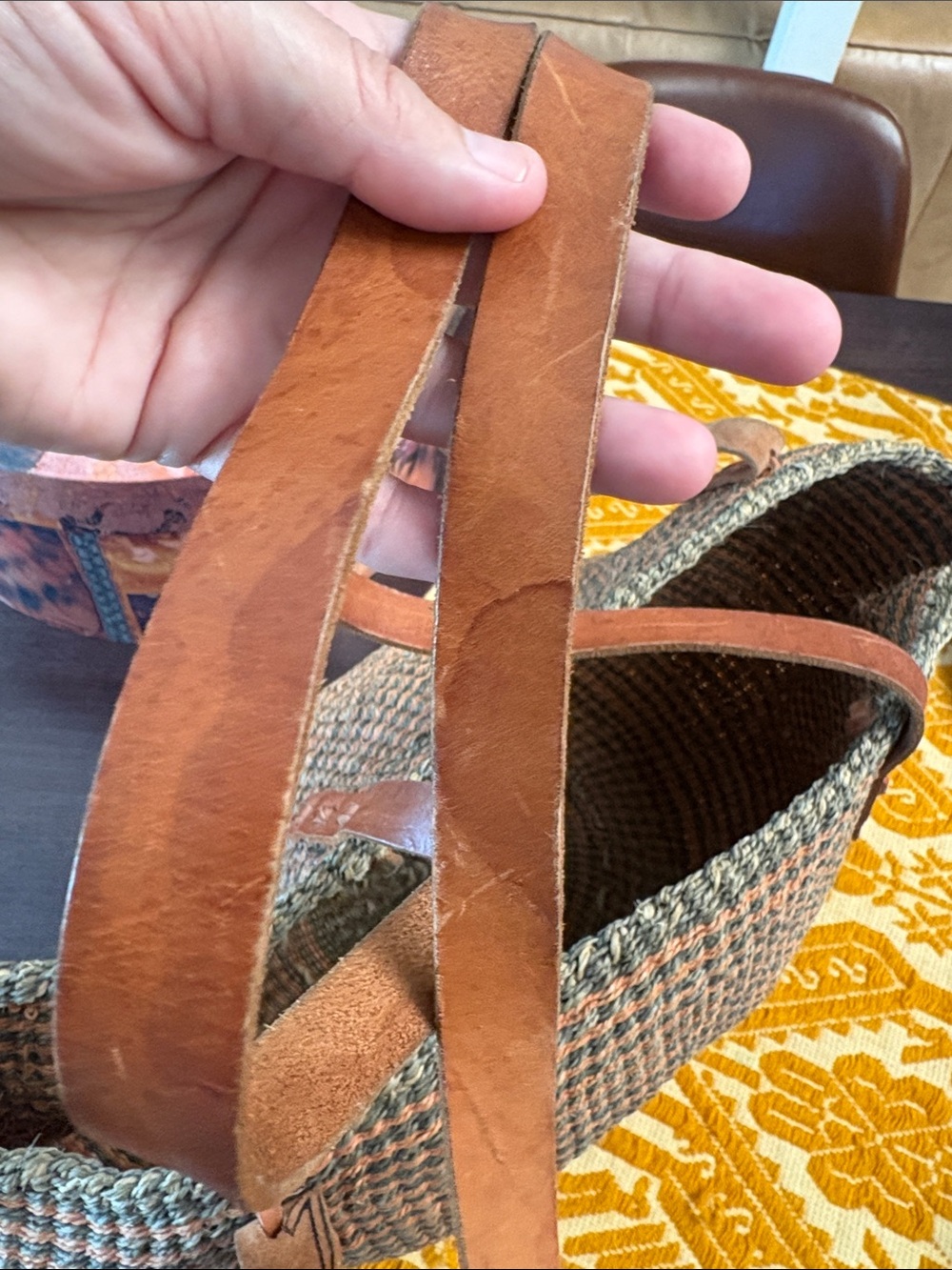Vintage Sisal Tote Bag with Leather Trim - Picture 12 of 12
